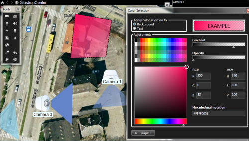Cambiar el gradiente de los elementos del plano en XProtect Smart Client.