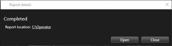 Ubicación de informes en XProtect Smart Client.