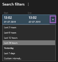 Establecer el lapso de tiempo mientras se configura la búsqueda en XProtect Smart Client.
