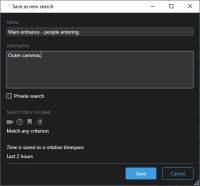 Spara som ny sökning i XProtect Smart Client.