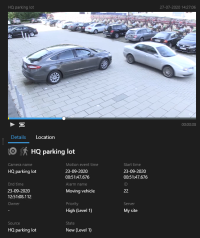 Förhandsvisningsområdet på fliken Sök i XProtect Smart Client.