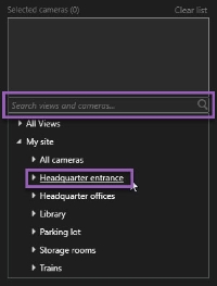 Välj kameror medan du konfigurerar din sökning i XProtect Smart Client.